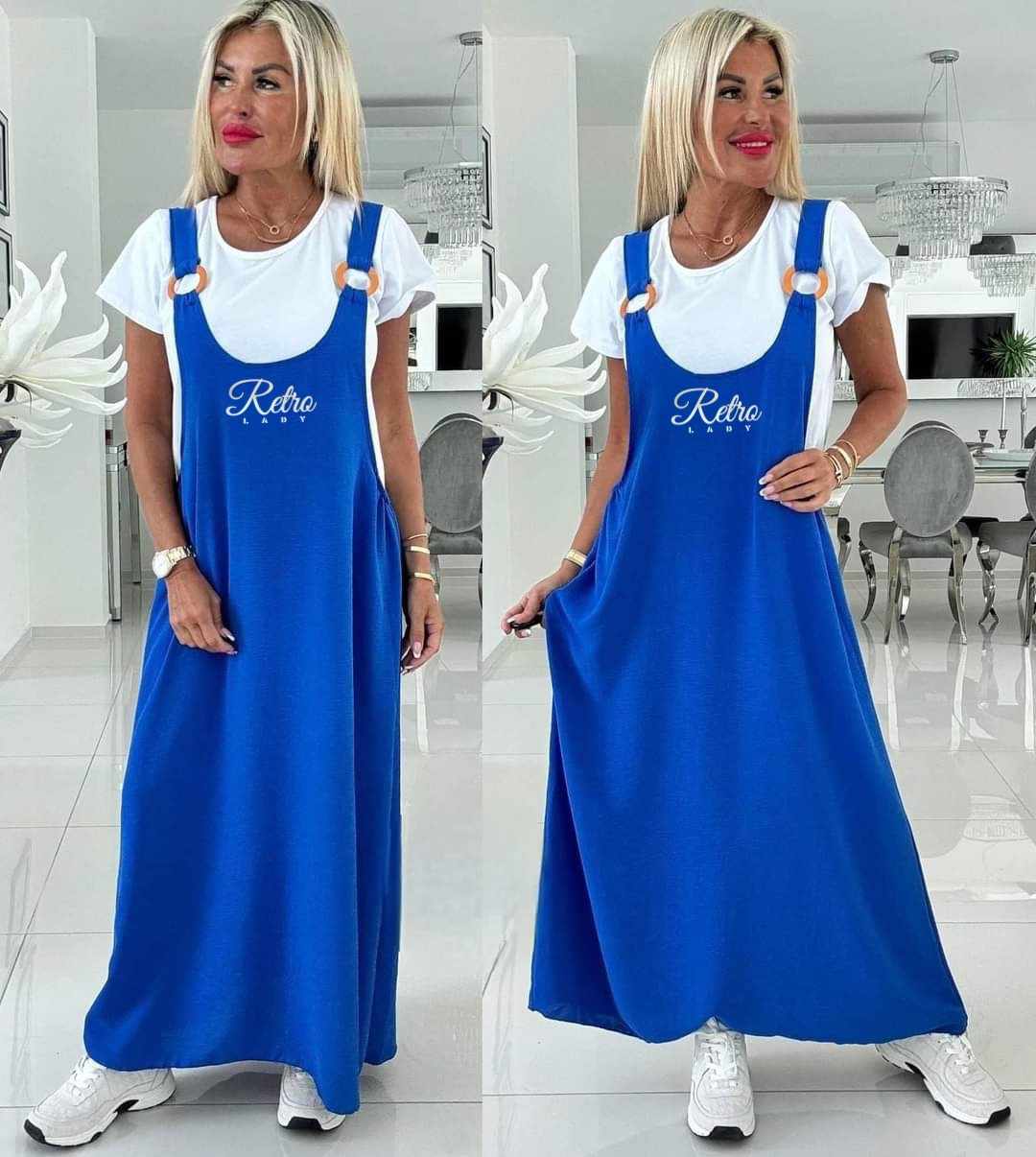 Retro Lady Dana ruha pólóval AKCIÓ Kék