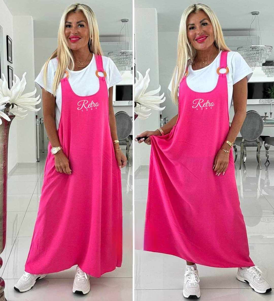 Retro Lady Dana ruha pólóval AKCIÓ Pink